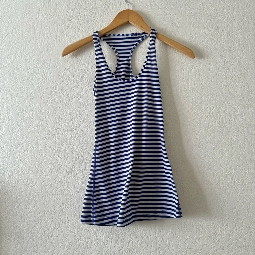 Lululemon Cool Racerback Pigment Blue White Narrow Bold Stripe